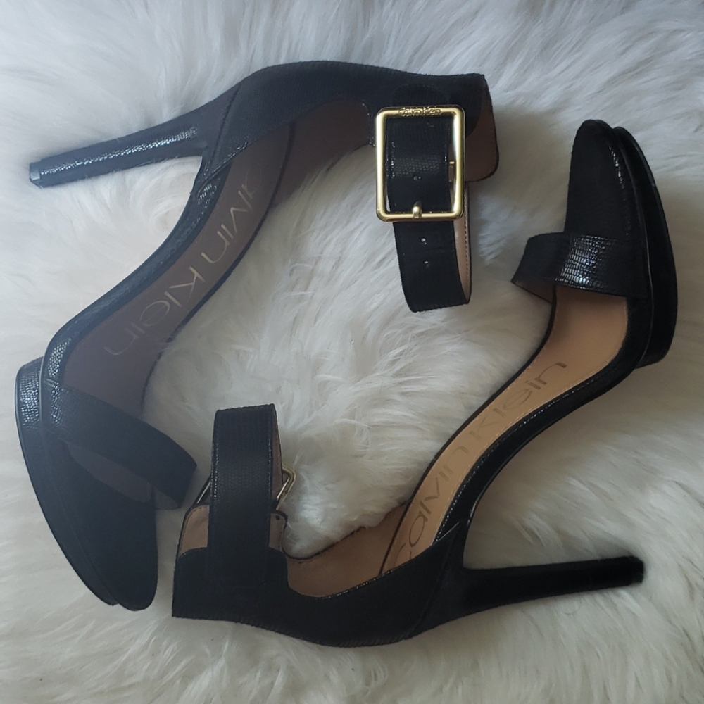 Calvin Klein Black Ankle Strap Heels